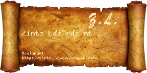 Zintz Lóránt névjegykártya