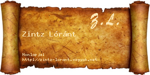 Zintz Lóránt névjegykártya